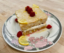 Load image into Gallery viewer, Vanilla Butter Cake with Coconut Cream Center Fresh Raspberries and Lemon Glaze (MOTHER&#39;S DAY ONLY)

